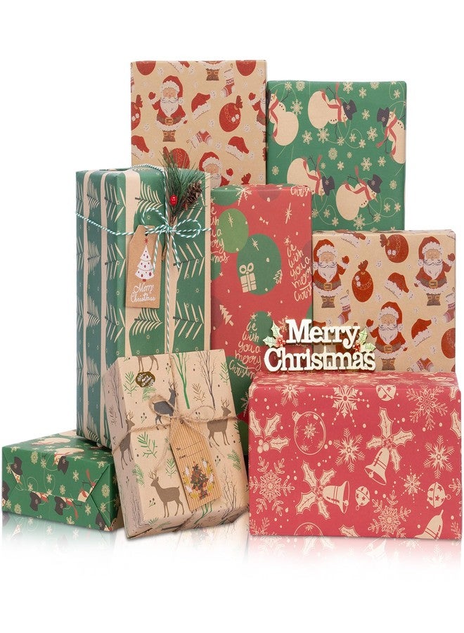 Rancco Christmas Wrapping Paper, 6 Sheet Wrapping Paper Set with Santa Claus, Snowmen, Reindeer, Christmas Paper for Xmas Winter Holiday New Year Party Decoration, 27.5x19.7inch - Image 1